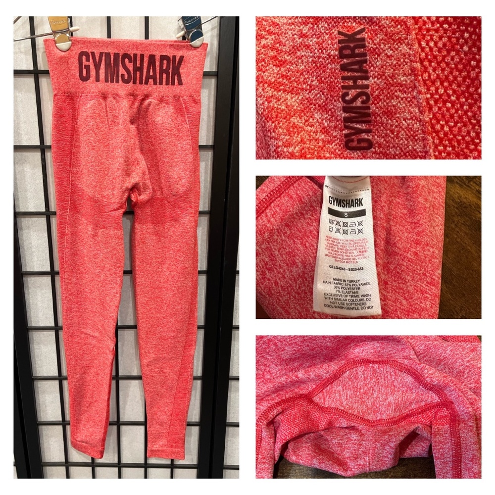Gymshark Size Small High Waisted Flex Leggings - Red Marl/Claret.